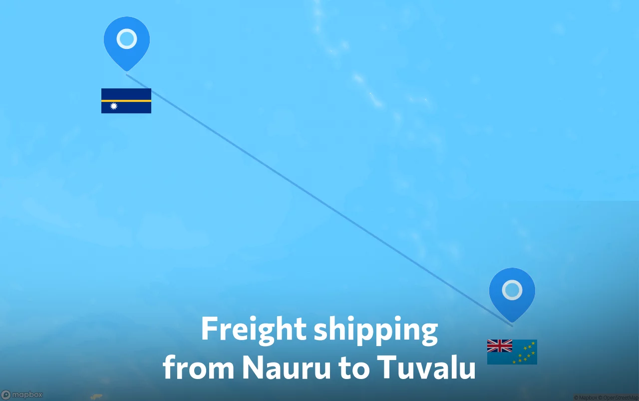 Shipping route from Nauru to Tuvalu
