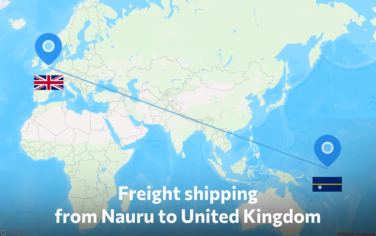 Shipping route from Nauru to United Kingdom