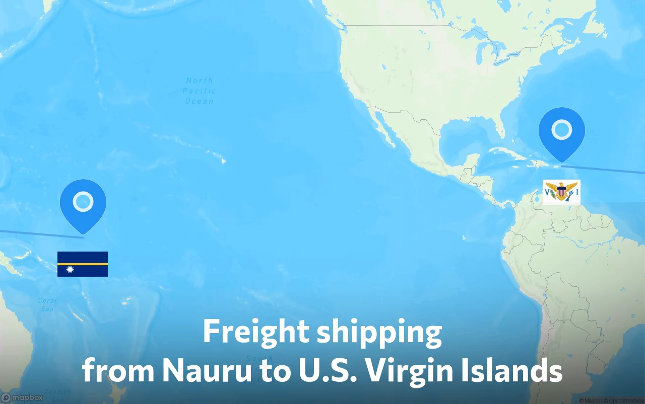 Shipping route from Nauru to U.S. Virgin Islands