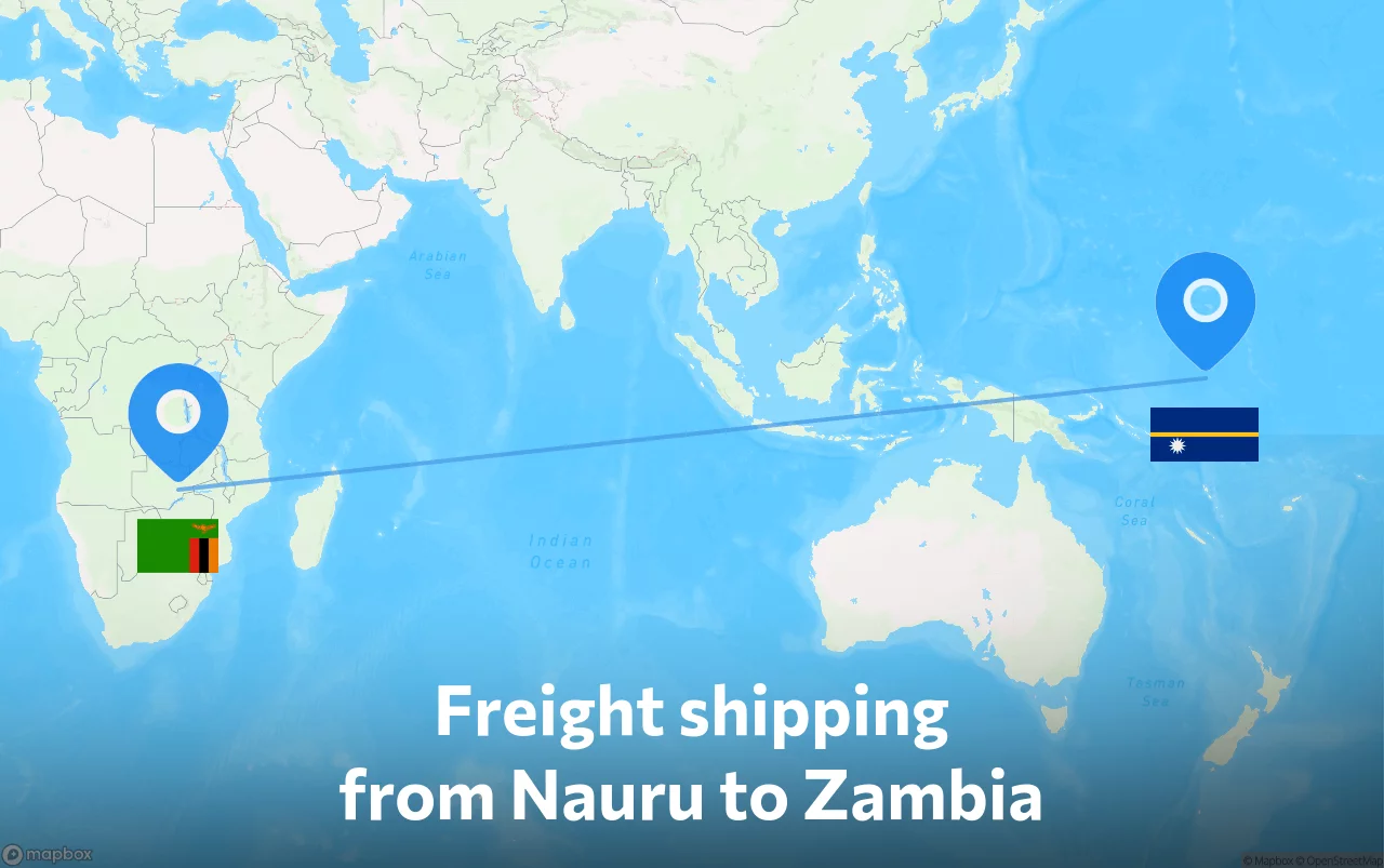 Shipping route from Nauru to Zambia