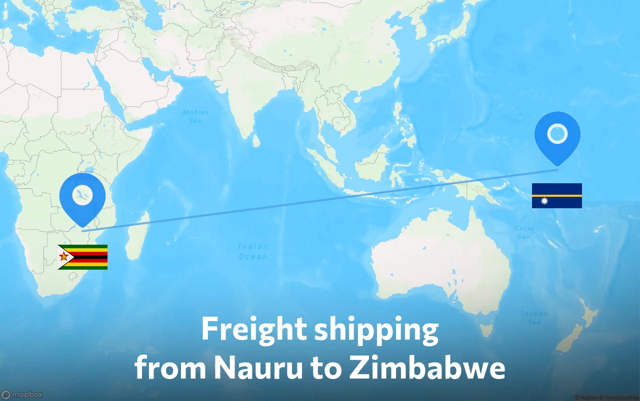 Shipping route from Nauru to Zimbabwe