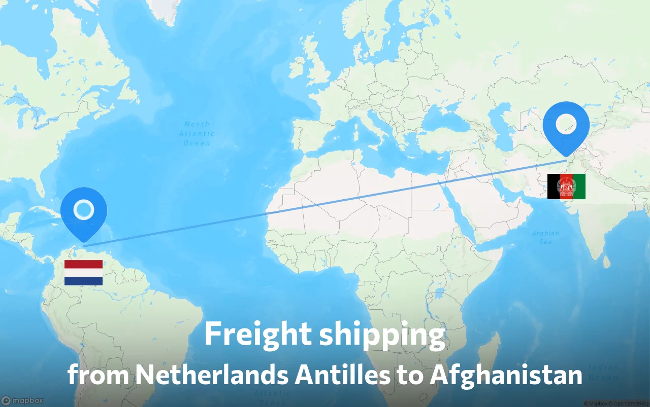 Shipping route from Netherlands Antilles to Afghanistan