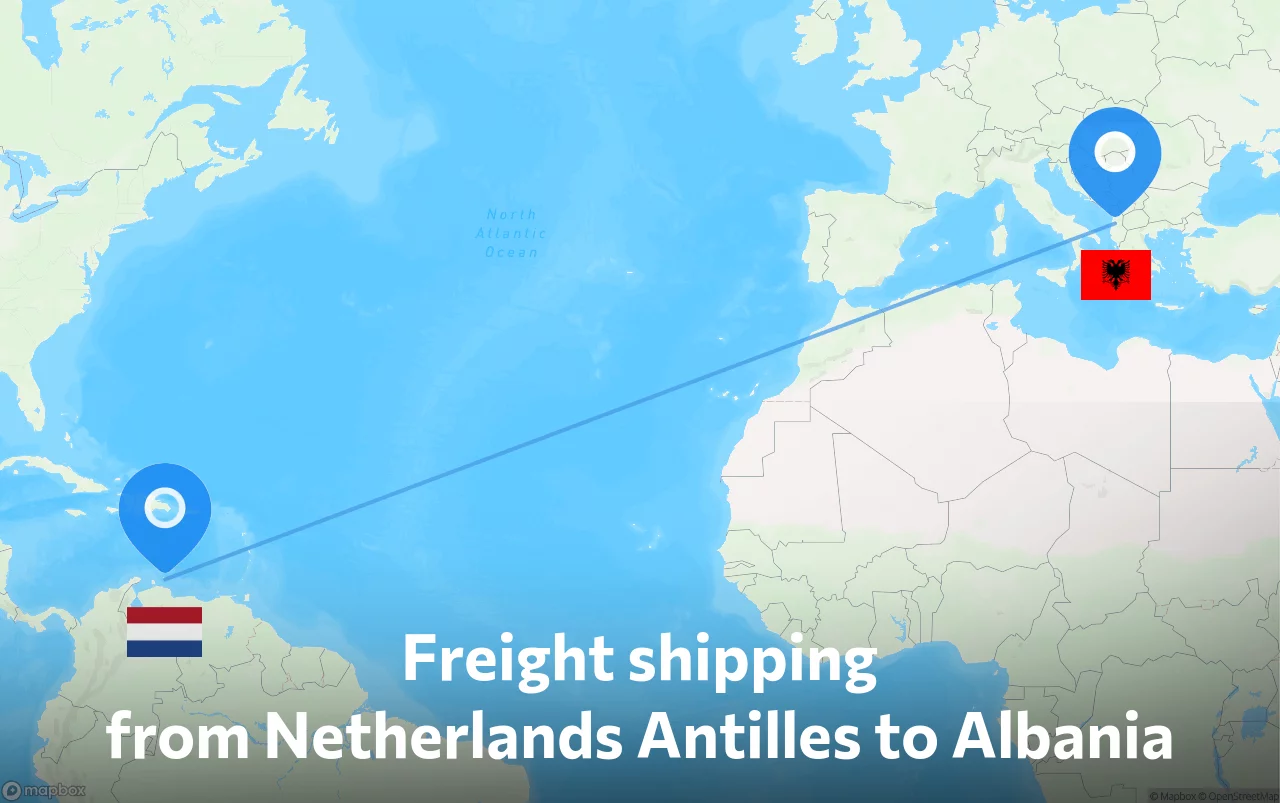 Shipping route from Netherlands Antilles to Albania
