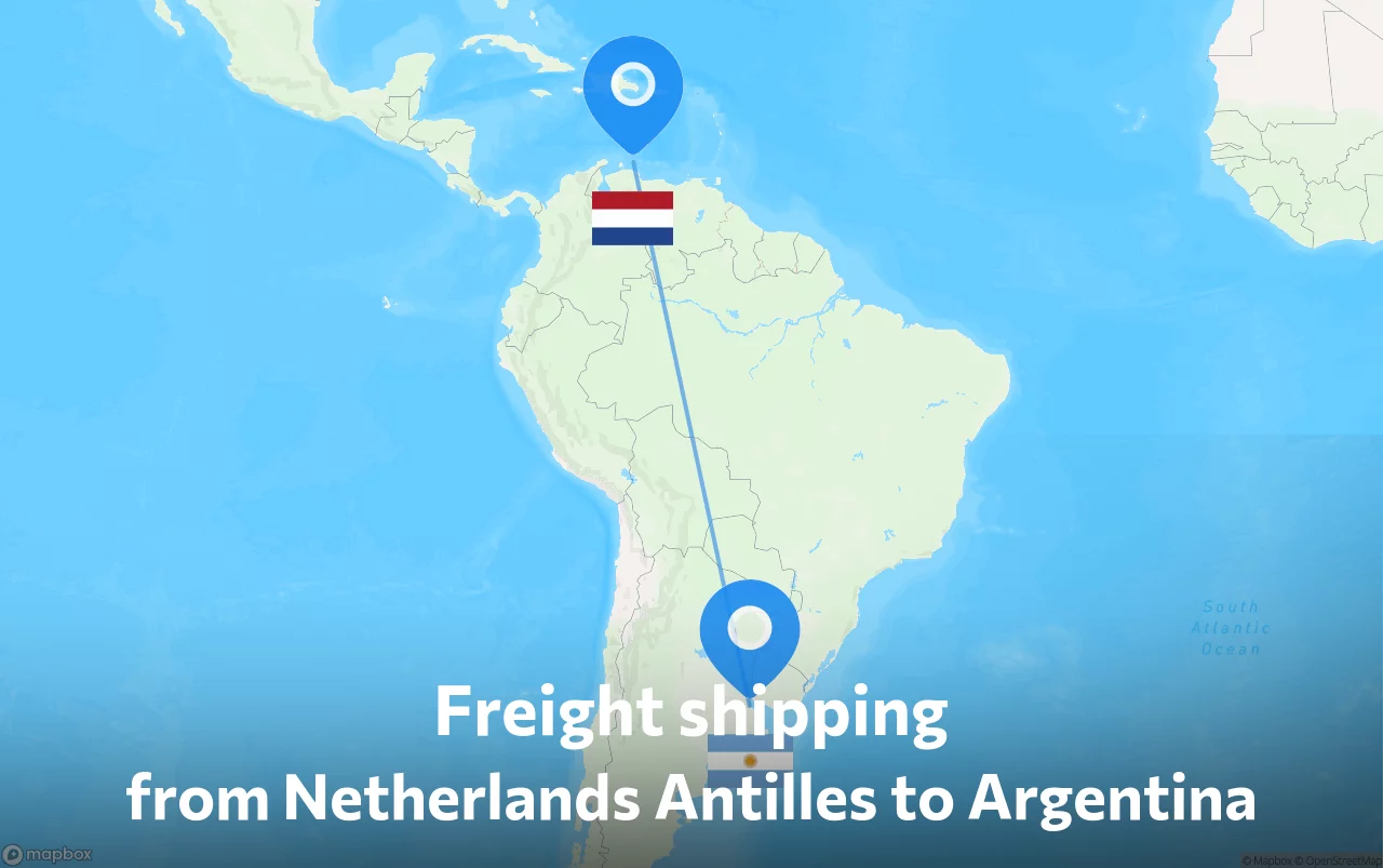 Shipping route from Netherlands Antilles to Argentina