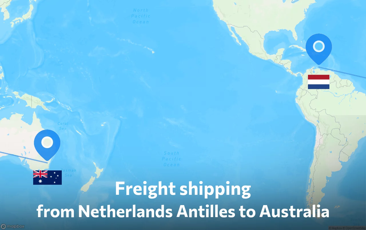 Shipping route from Netherlands Antilles to Australia