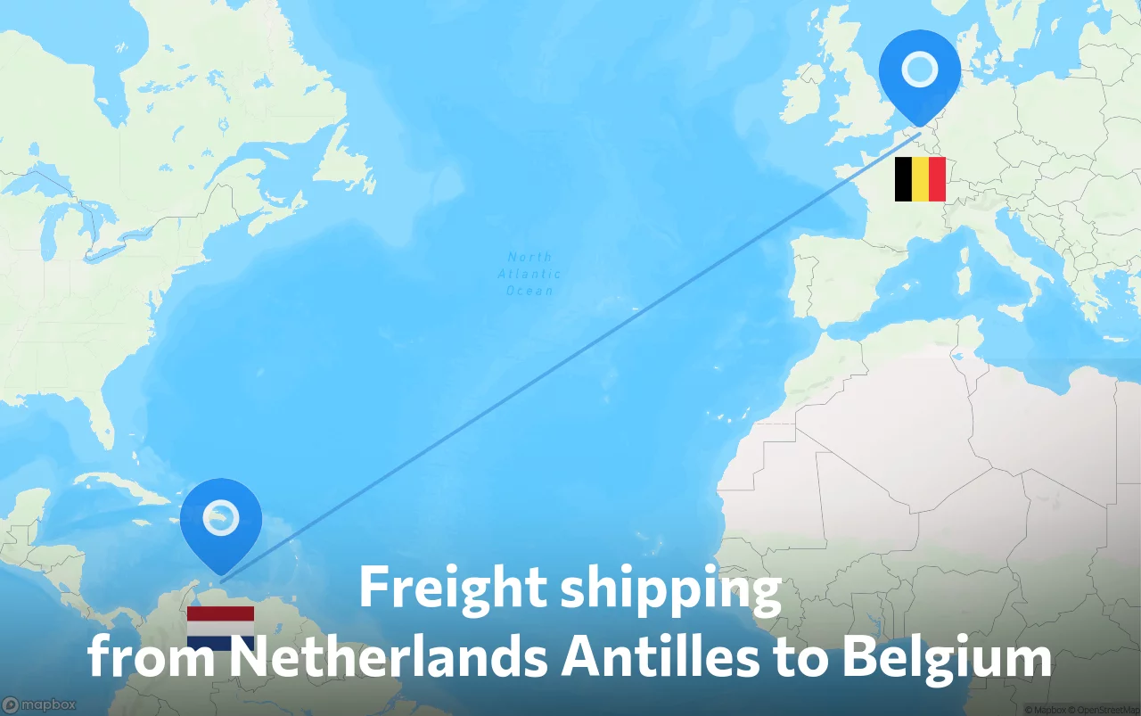 Shipping route from Netherlands Antilles to Belgium