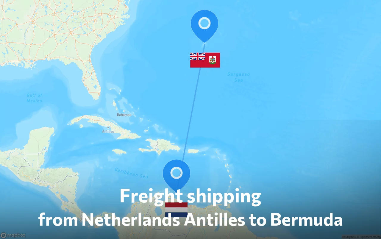 Shipping route from Netherlands Antilles to Bermuda
