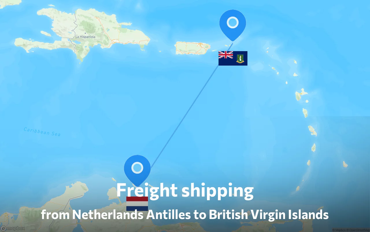 Shipping route from Netherlands Antilles to British Virgin Islands