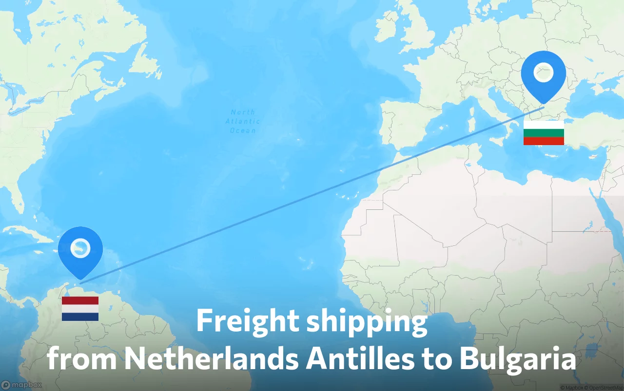 Shipping route from Netherlands Antilles to Bulgaria