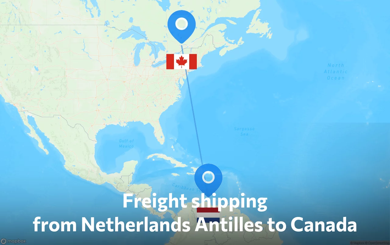 Shipping route from Netherlands Antilles to Canada