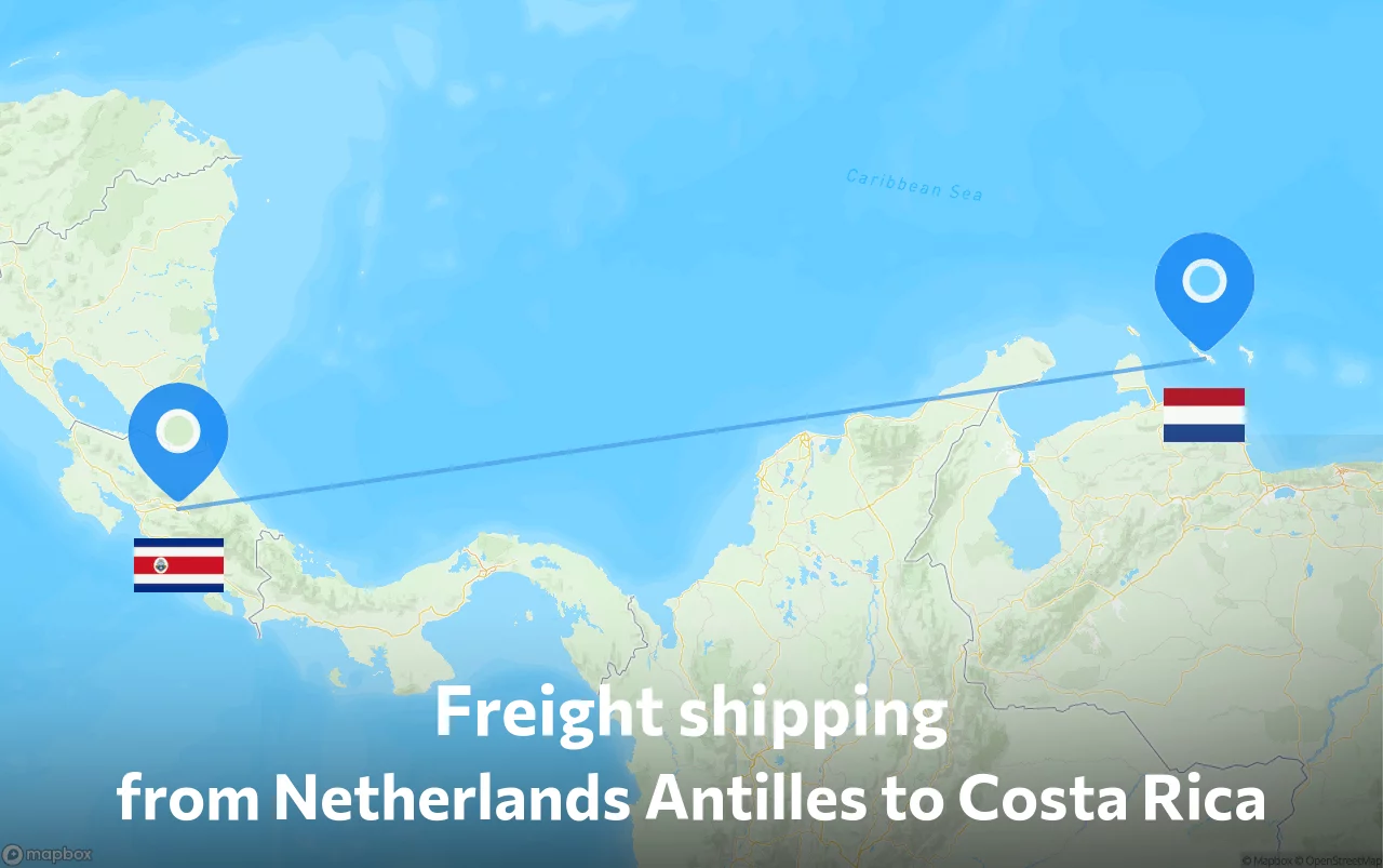 Shipping route from Netherlands Antilles to Costa Rica