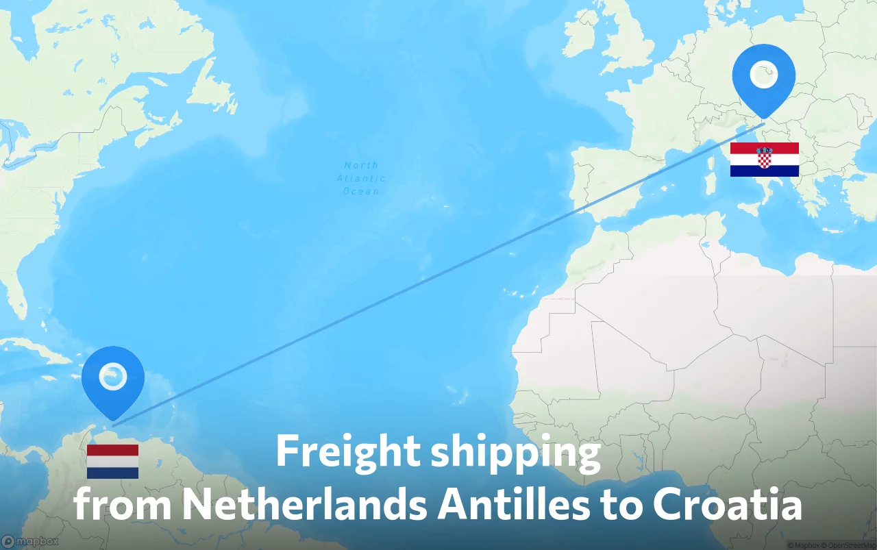 Shipping route from Netherlands Antilles to Croatia