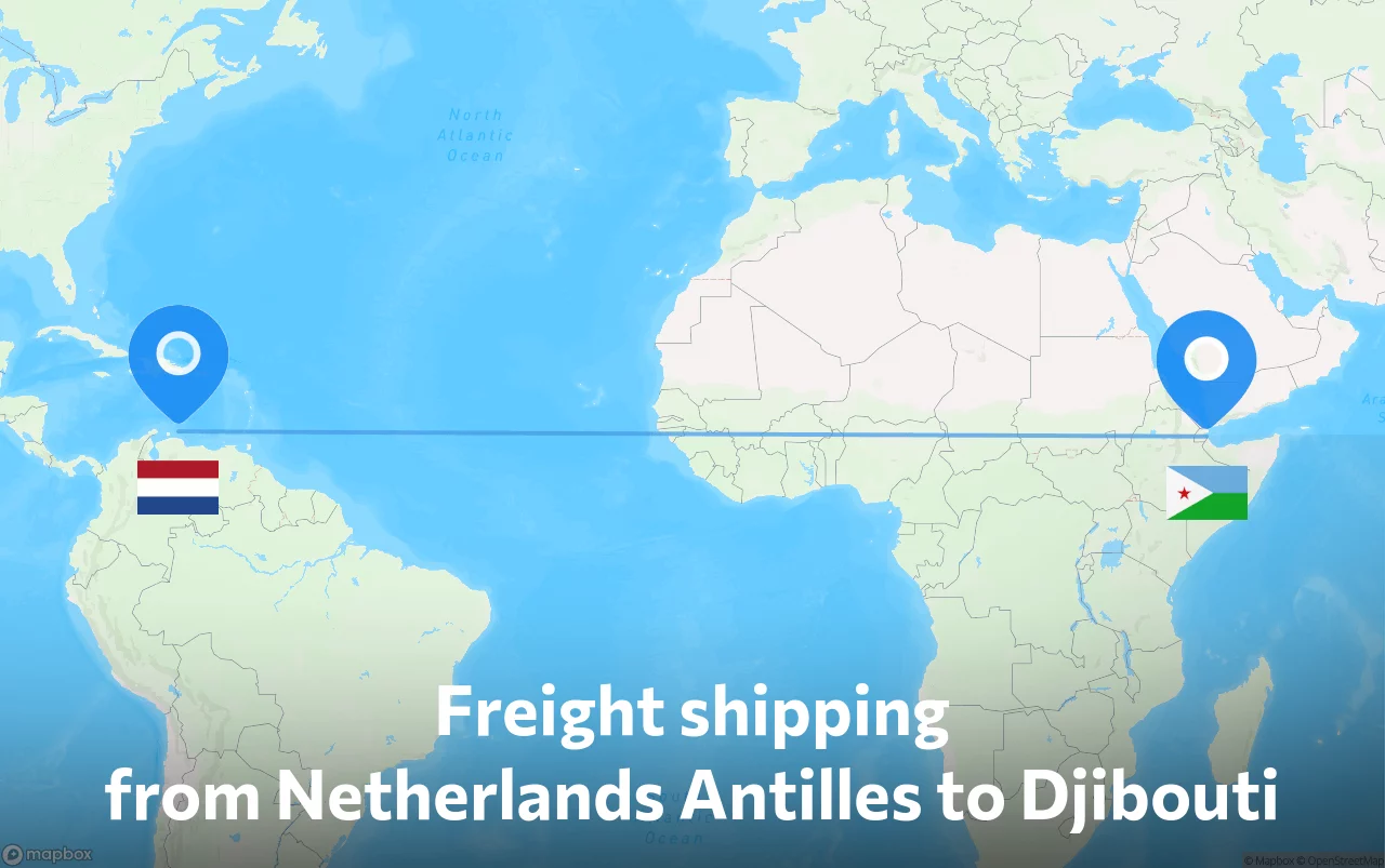 Shipping route from Netherlands Antilles to Djibouti
