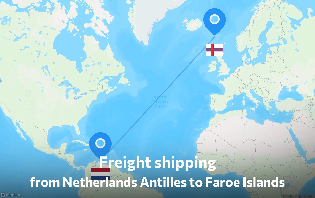 Shipping route from Netherlands Antilles to Faroe Islands
