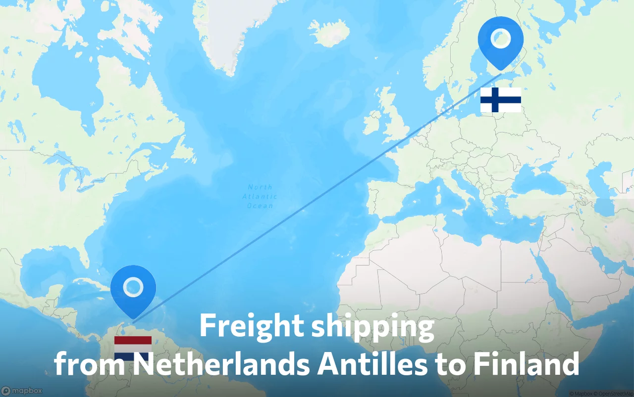Shipping route from Netherlands Antilles to Finland