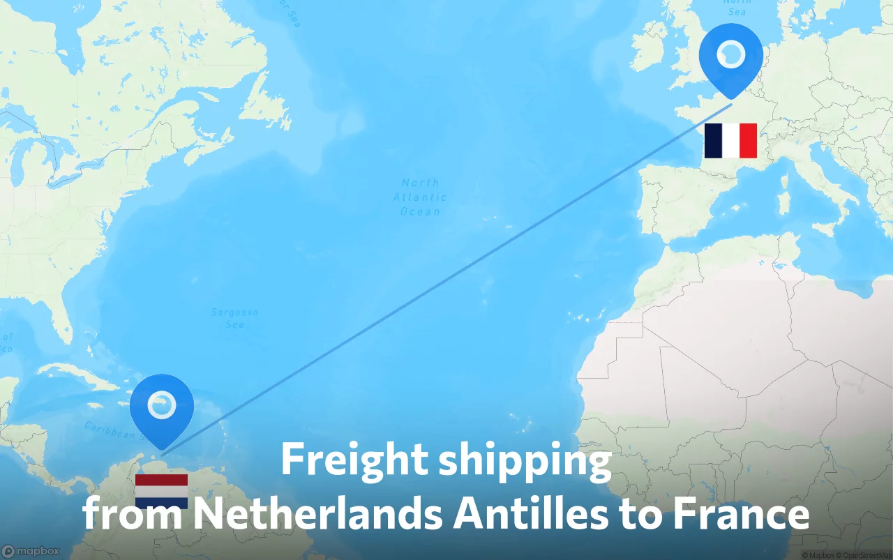 Shipping route from Netherlands Antilles to France