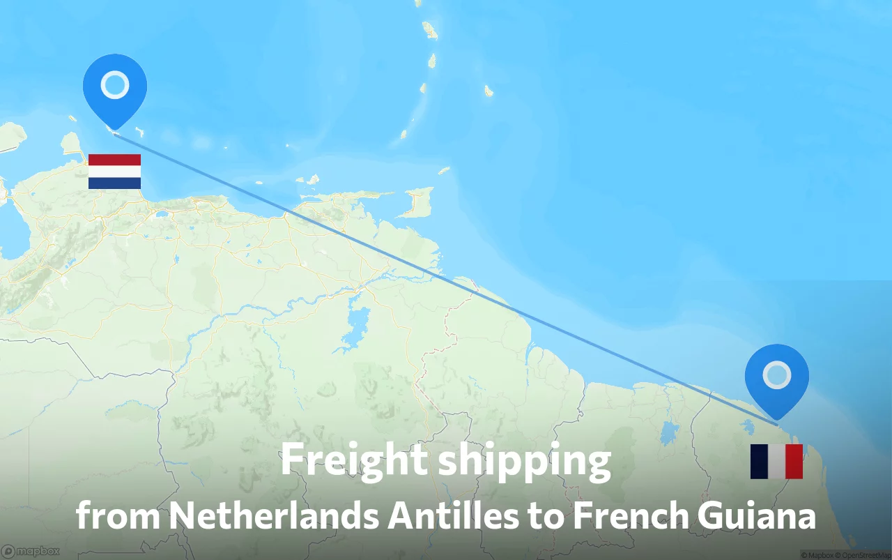 Shipping route from Netherlands Antilles to French Guiana