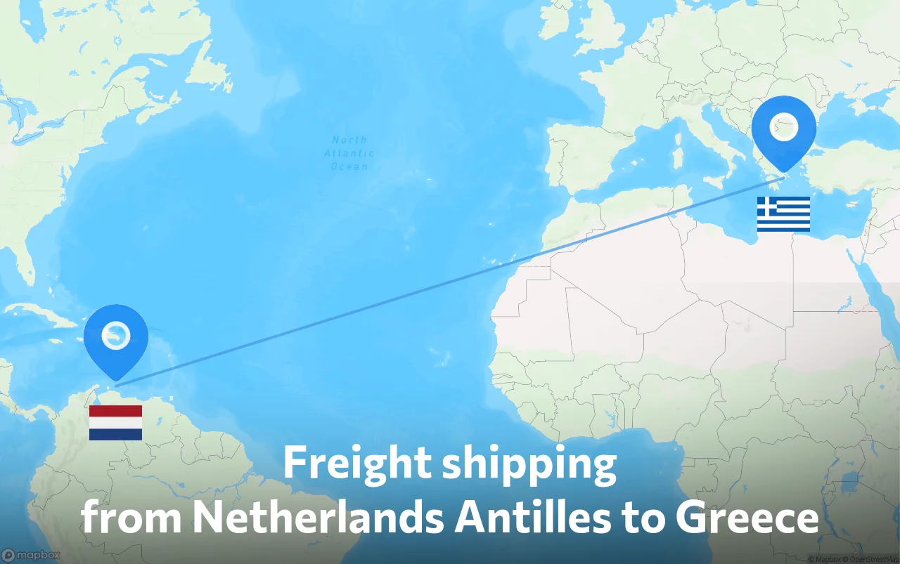 Shipping route from Netherlands Antilles to Greece