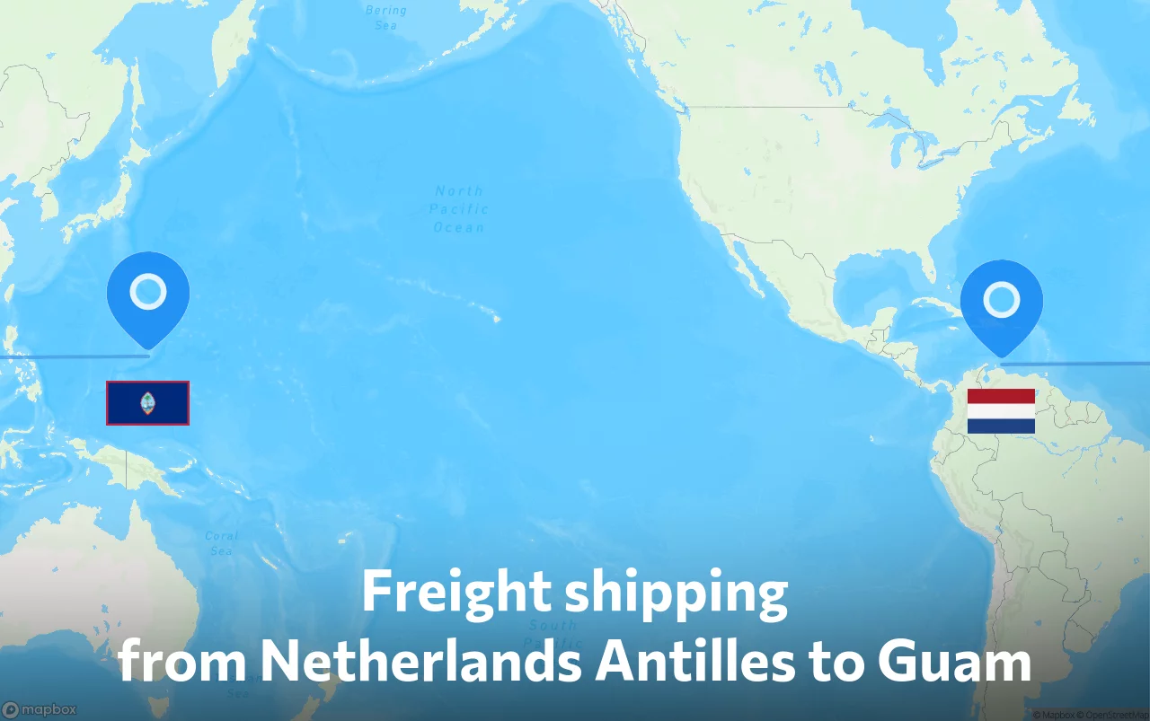 Shipping route from Netherlands Antilles to Guam