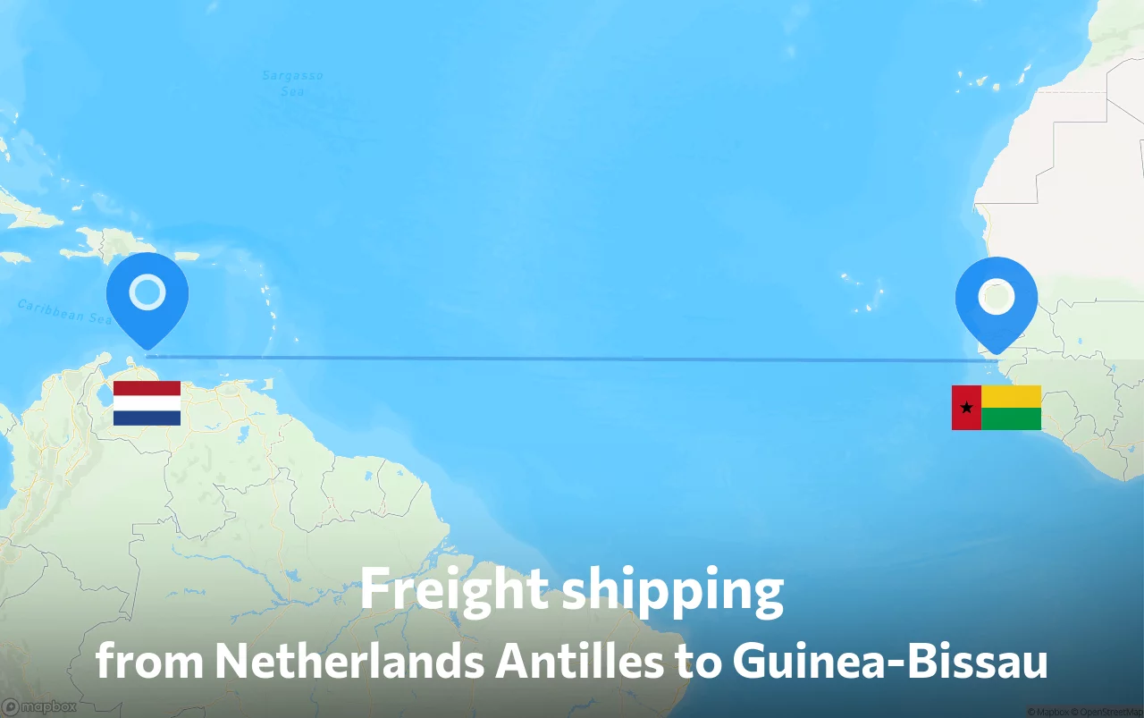 Shipping route from Netherlands Antilles to Guinea-Bissau