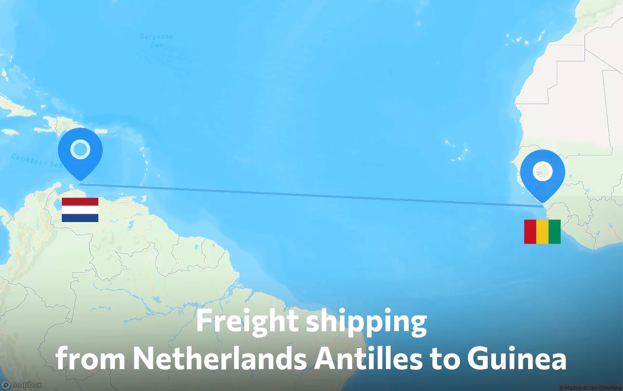 Shipping route from Netherlands Antilles to Guinea