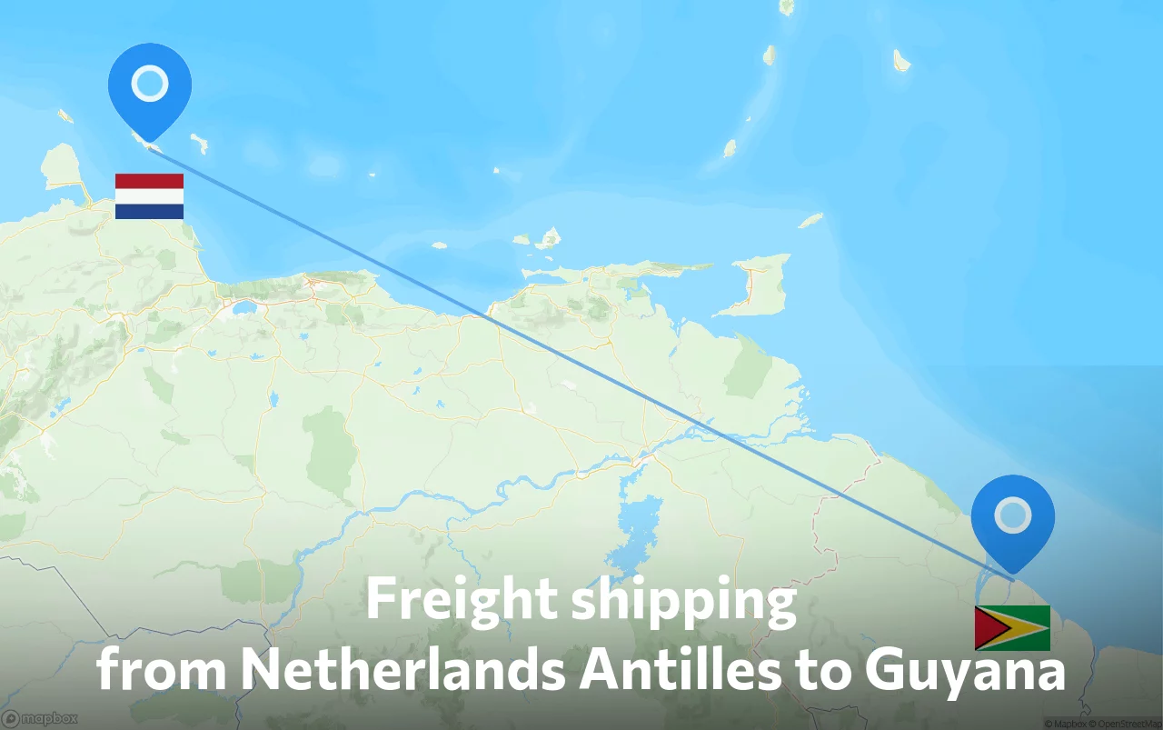 Shipping route from Netherlands Antilles to Guyana