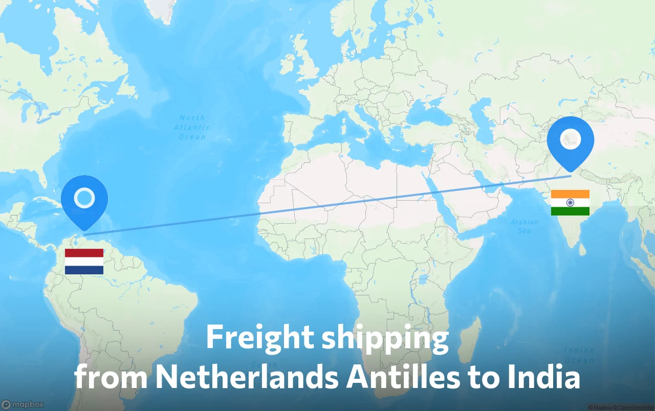 Shipping route from Netherlands Antilles to India