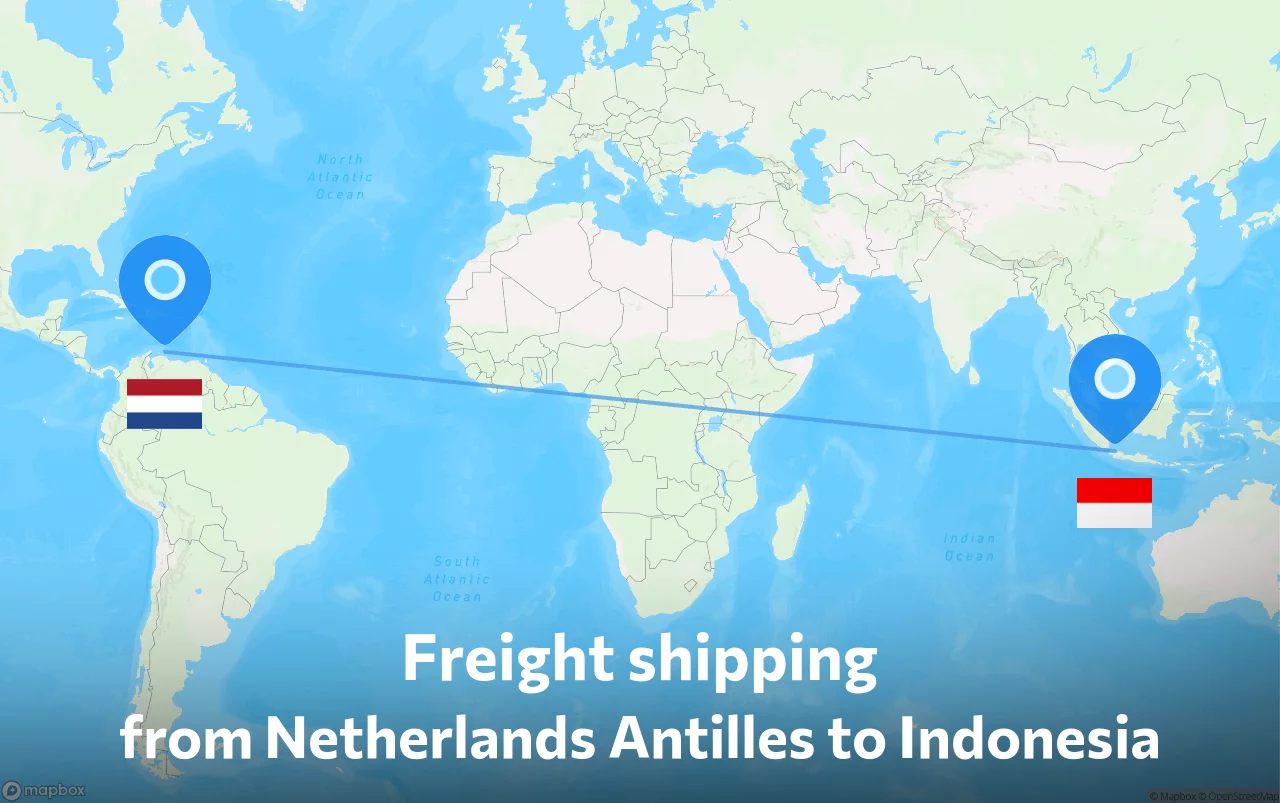 Shipping route from Netherlands Antilles to Indonesia