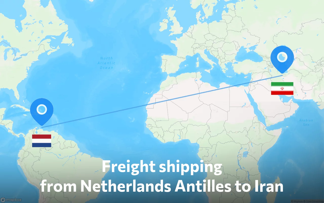 Shipping route from Netherlands Antilles to Iran
