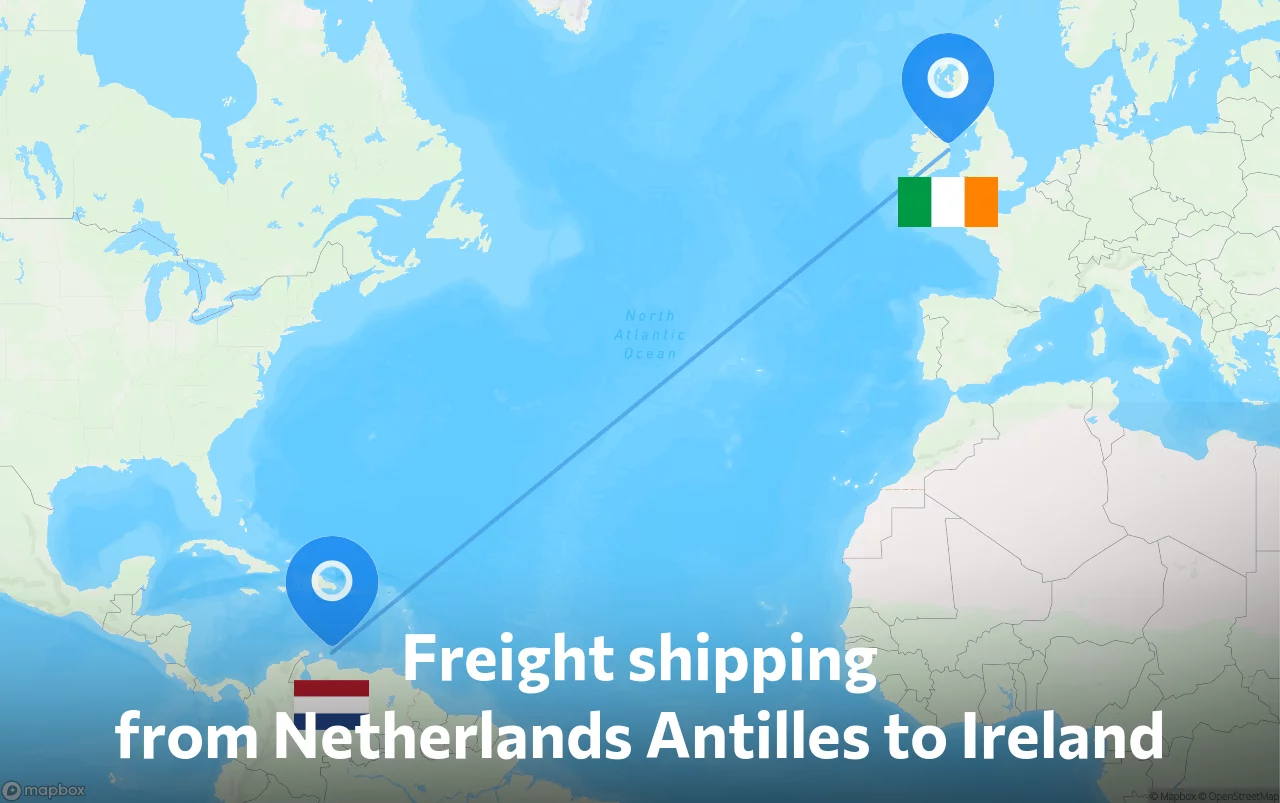 Shipping route from Netherlands Antilles to Ireland