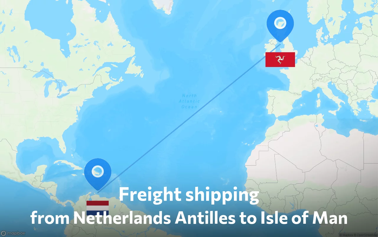 Shipping route from Netherlands Antilles to Isle of Man