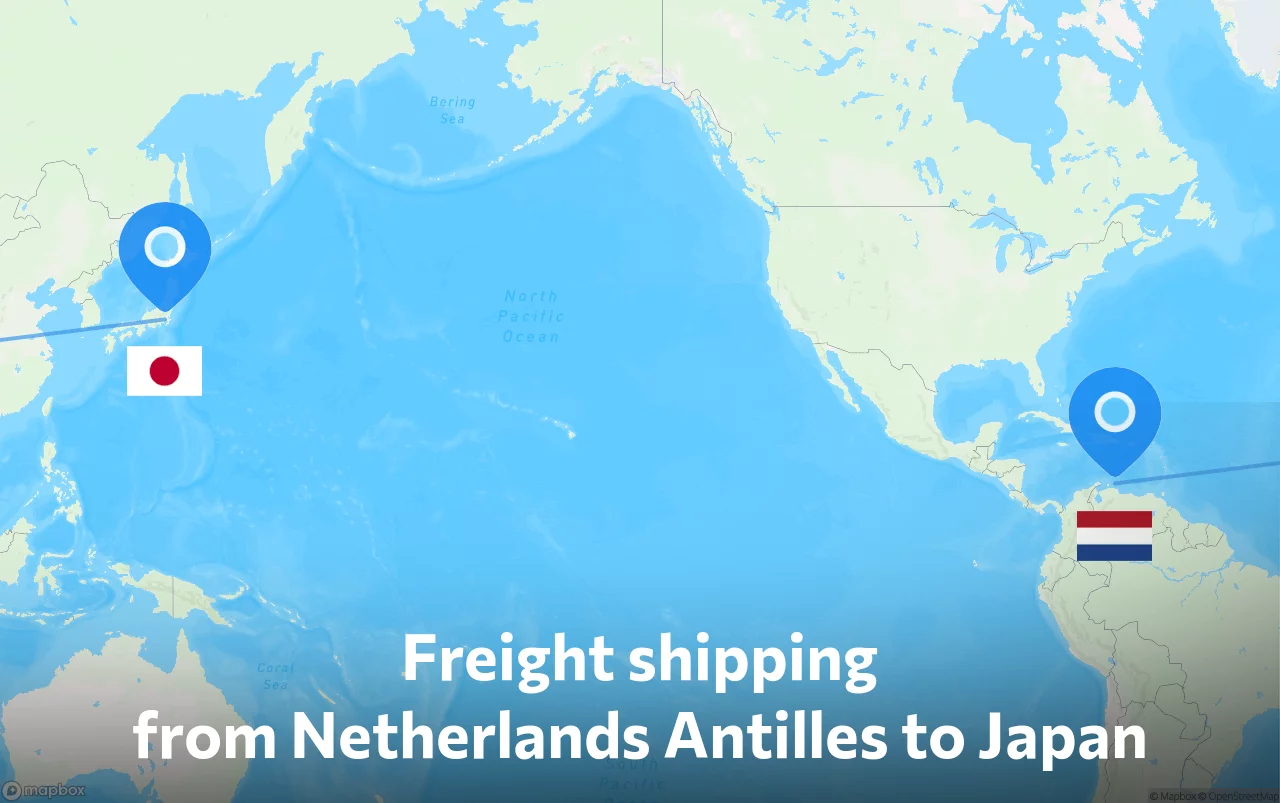 Shipping route from Netherlands Antilles to Japan