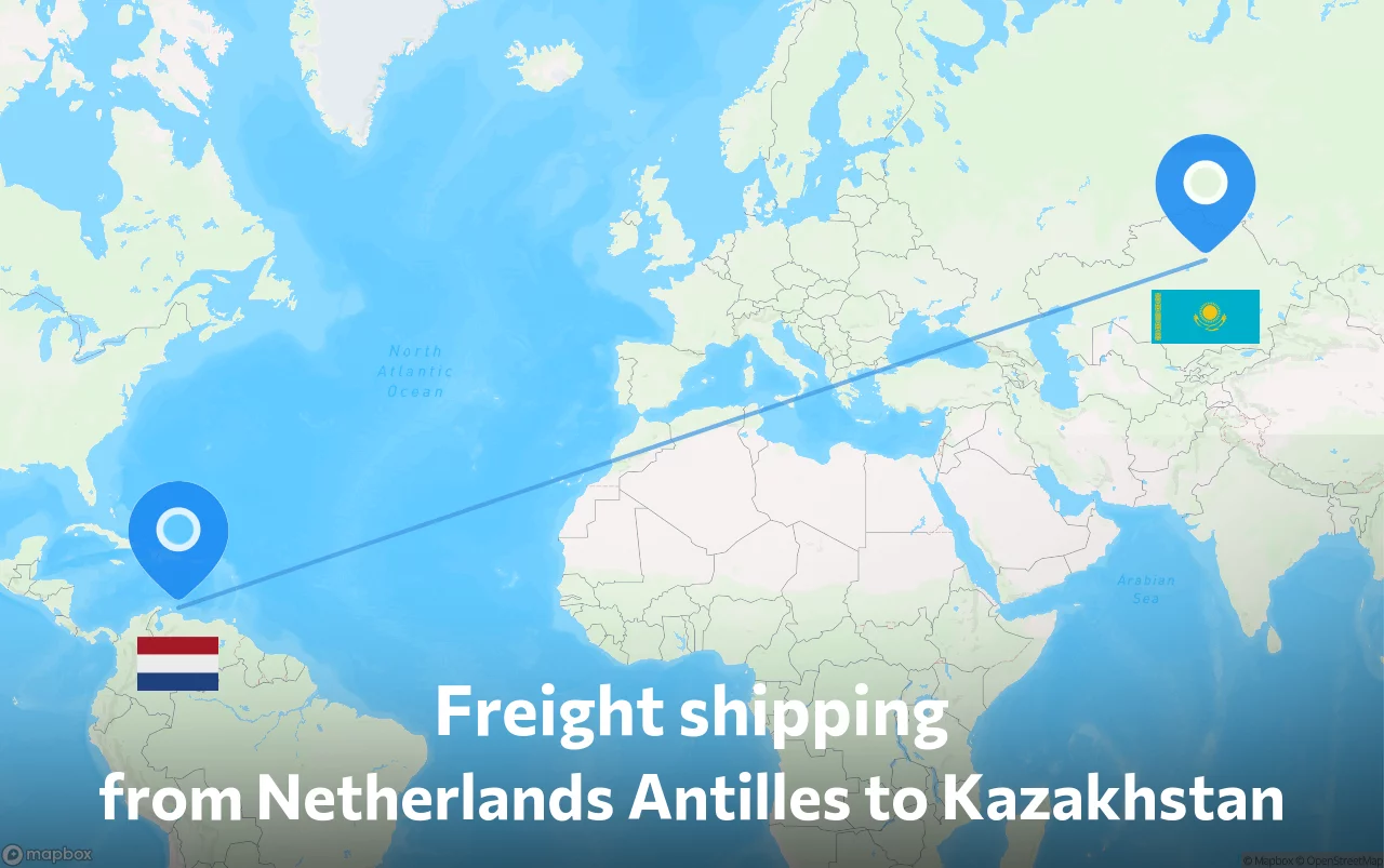 Shipping route from Netherlands Antilles to Kazakhstan