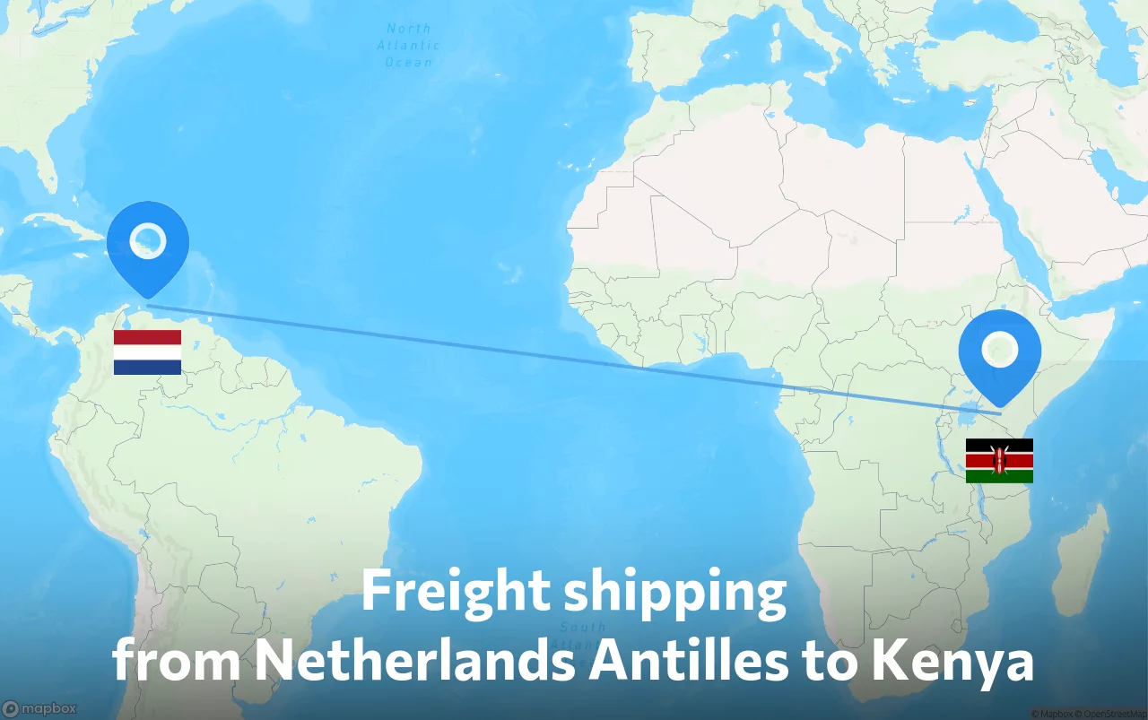 Shipping route from Netherlands Antilles to Kenya