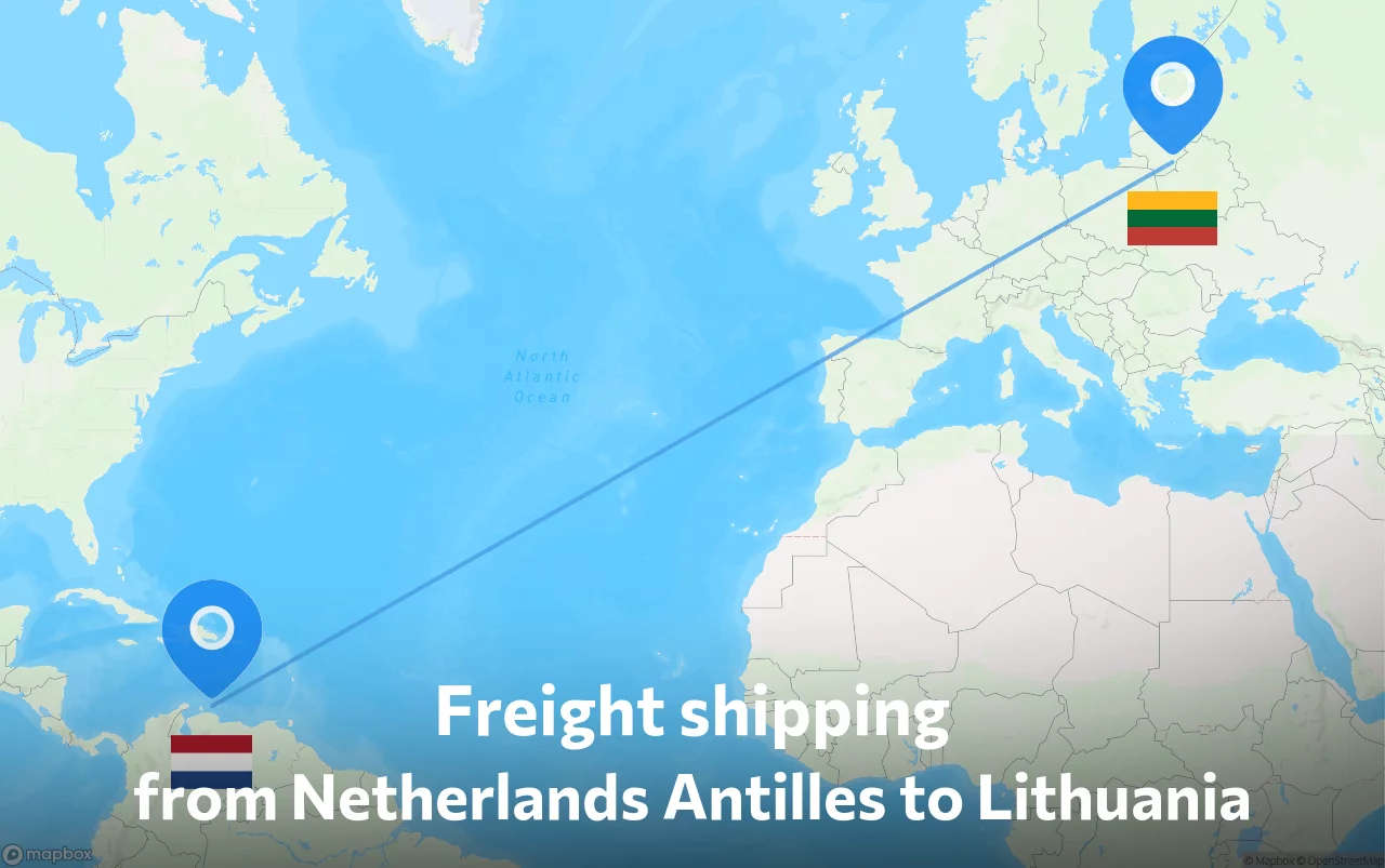 Shipping route from Netherlands Antilles to Lithuania