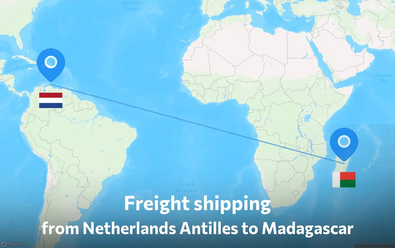 Shipping route from Netherlands Antilles to Madagascar