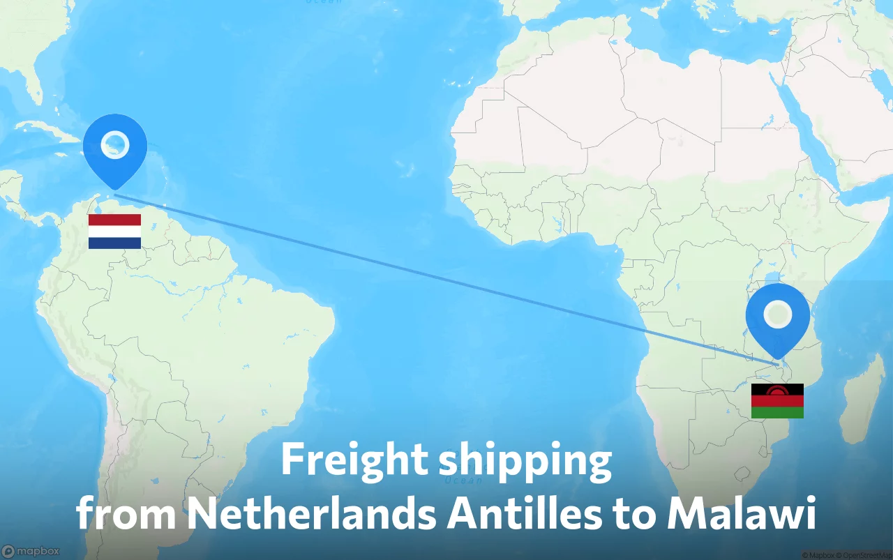 Shipping route from Netherlands Antilles to Malawi
