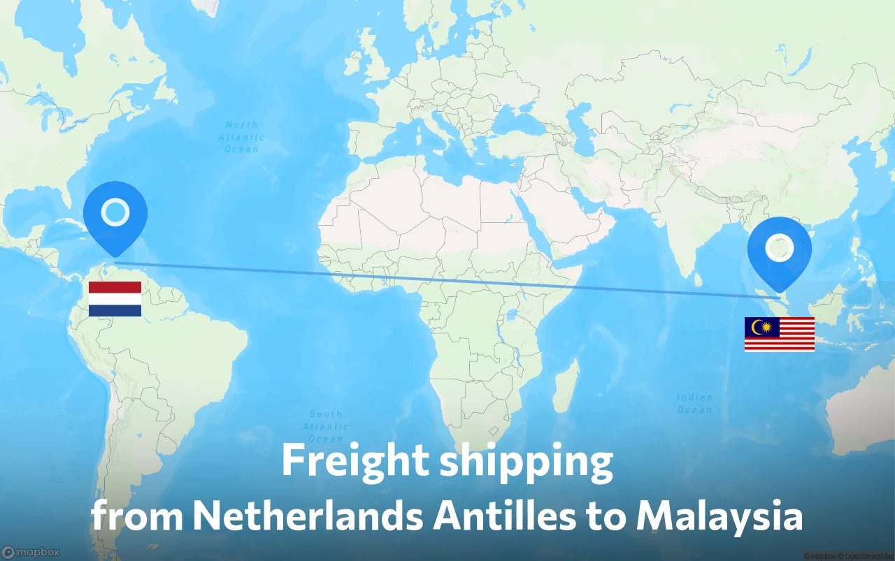 Shipping route from Netherlands Antilles to Malaysia