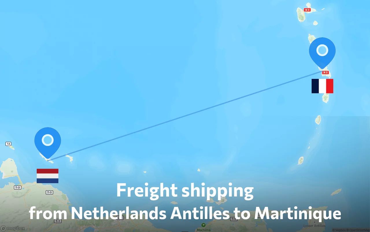 Shipping route from Netherlands Antilles to Martinique