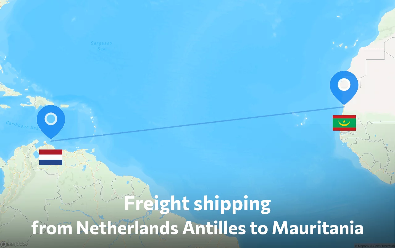 Shipping route from Netherlands Antilles to Mauritania