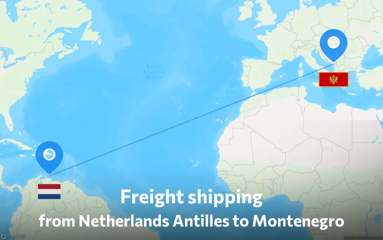 Shipping route from Netherlands Antilles to Montenegro