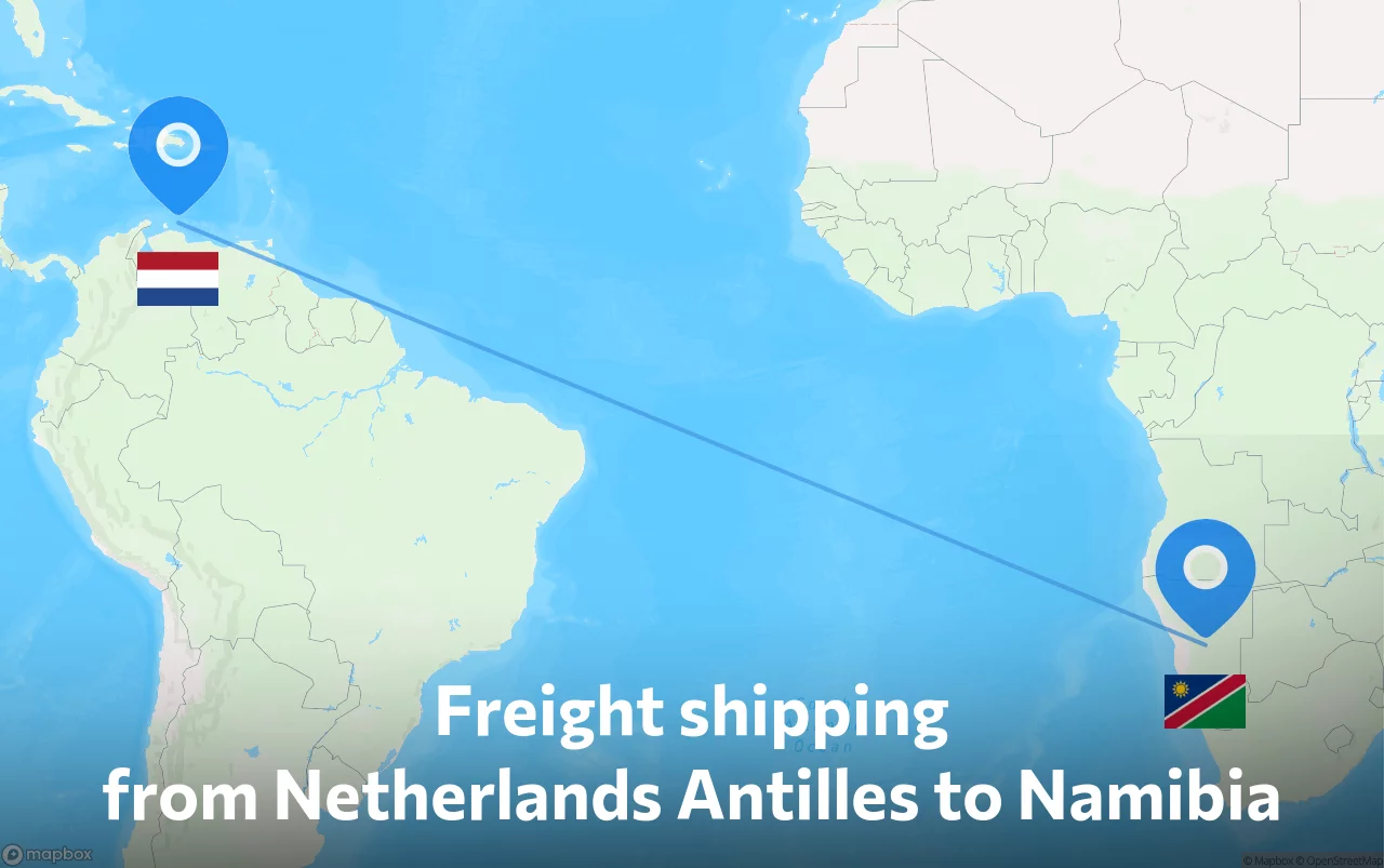 Shipping route from Netherlands Antilles to Namibia
