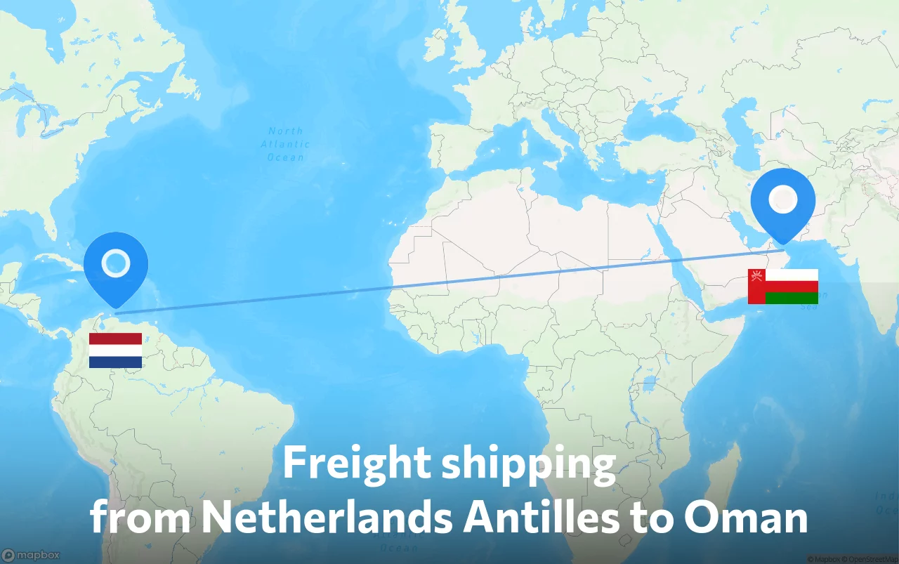 Shipping route from Netherlands Antilles to Oman
