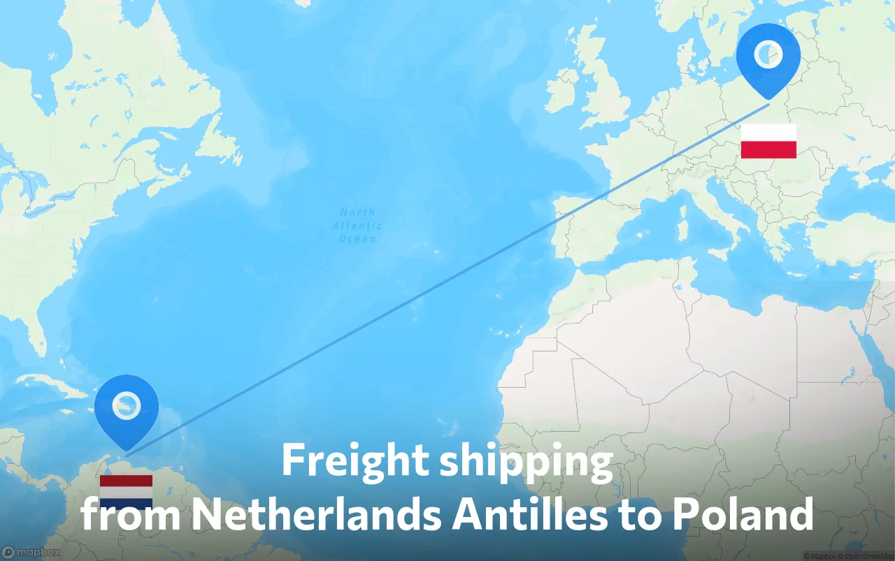Shipping route from Netherlands Antilles to Poland
