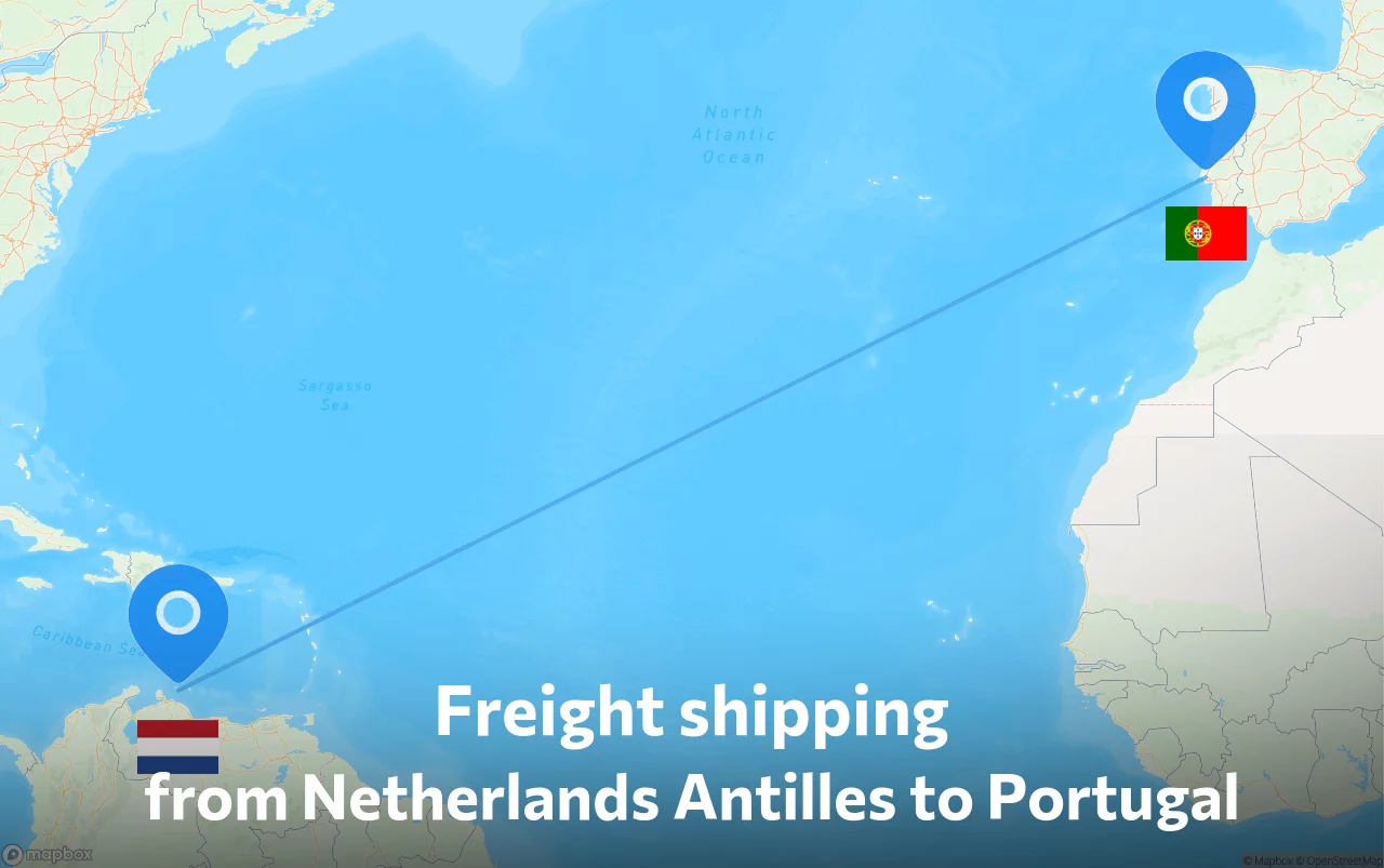 Shipping route from Netherlands Antilles to Portugal