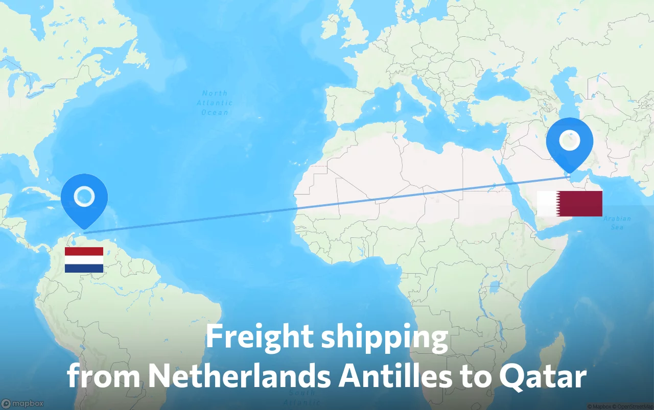 Shipping route from Netherlands Antilles to Qatar