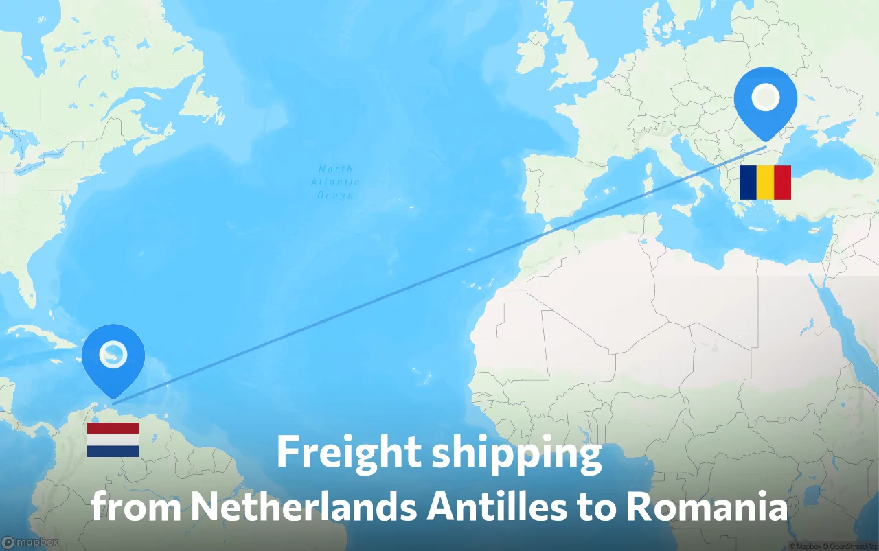 Shipping route from Netherlands Antilles to Romania
