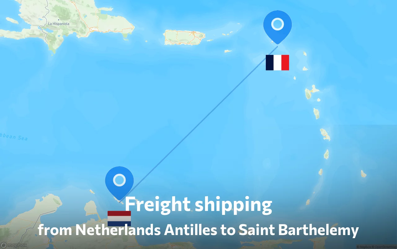Shipping route from Netherlands Antilles to Saint Barthelemy