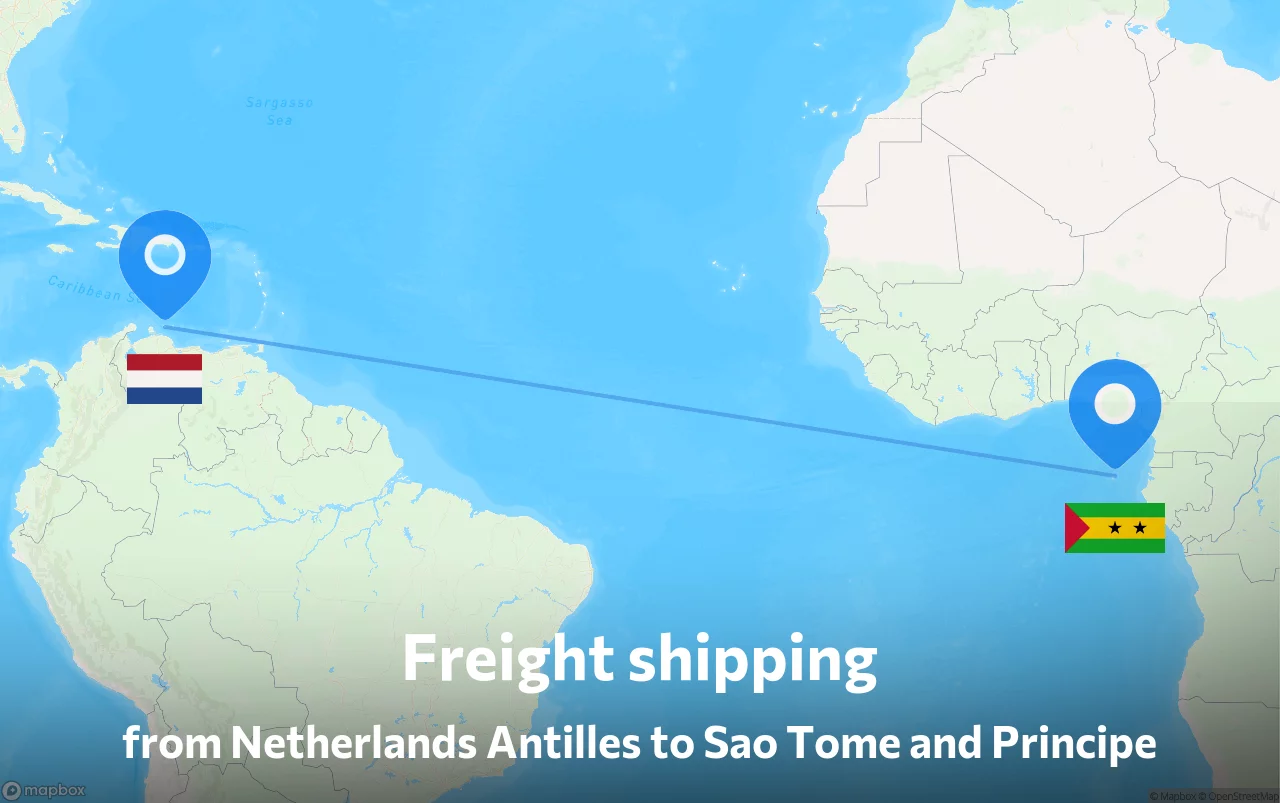 Shipping route from Netherlands Antilles to Sao Tome and Principe