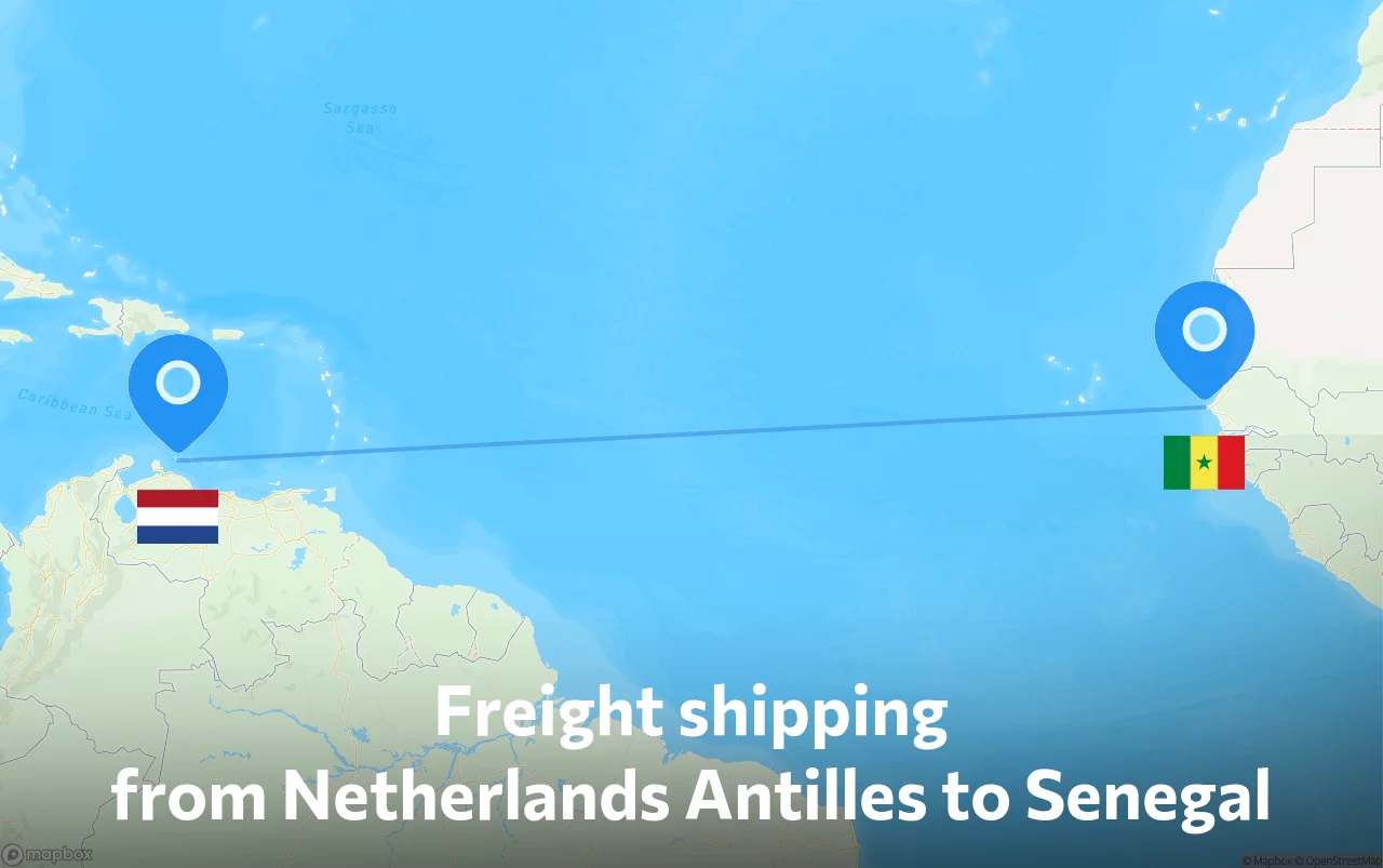 Shipping route from Netherlands Antilles to Senegal